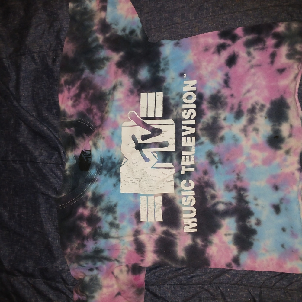 MTV Pink and Blue Tie-Dye Crop Top